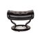 Vintage Black Leather Stressless Royal Armchair & Stool, Set of 2, Image 15
