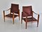 Red Leather and Ash Safari Lounge Chairs by Kaare Klint for Rud Rasmussen, 1950s, Set of 2 15