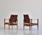 Red Leather and Ash Safari Lounge Chairs by Kaare Klint for Rud Rasmussen, 1950s, Set of 2 12