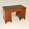 Antique Burr Walnut Pedestal Desk with Leather Top 10