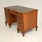 Antique Burr Walnut Pedestal Desk with Leather Top 4