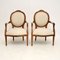 Antique French Walnut Salon Armchairs, Set of 2 2