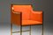 Brass & Orange Velvet Dining Armchair from Maison Jansen, 1980s 13