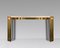 Handcrafted Italian White Travertine and Brass Console, 1970s, Image 3