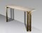Handcrafted Italian White Travertine and Brass Console, 1970s, Image 1