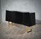 Credenza in ottone e legno nero, Italia, anni '70, Immagine 10