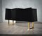 Credenza in ottone e legno nero, Italia, anni '70, Immagine 8