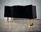 Italian Brass and Black Wood Sideboard, 1970s 9