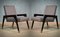Italian Wood, Fabric and Brass Armchairs, 1950s, Set of 2 1