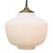 Mid-Century Matte White Opaline Glass Pendant Lamp with Brass Top 2