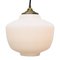 Mid-Century Matte White Opaline Glass Pendant Lamp with Brass Top, Image 2