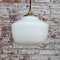 Mid-Century Matte White Opaline Glass Pendant Lamp with Brass Top 7