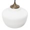 Lampe à Suspension Mid-Century en Verre Opalin Blanc Mat avec Plateau en Laiton 3