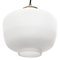 Lampe à Suspension Mid-Century en Verre Opalin Blanc Mat avec Plateau en Laiton 4