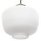Mid-Century Matte White Opaline Glass Pendant Lamp with Brass Top, Image 4