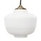 Mid-Century Matte White Opaline Glass Pendant Lamp with Brass Top 1