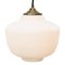 Mid-Century Matte White Opaline Glass Pendant Lamp with Brass Top, Image 6