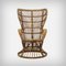 Italienischer Rattan Sessel aus Korbgeflecht, 1950er 1