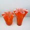 Italian Fazzoletto Style Orange Murano Glass Vases, 1990s, Set of 2 10