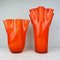 Italian Fazzoletto Style Orange Murano Glass Vases, 1990s, Set of 2 3