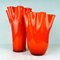 Italian Fazzoletto Style Orange Murano Glass Vases, 1990s, Set of 2 1