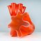 Italian Fazzoletto Style Orange Murano Glass Vases, 1990s, Set of 2, Image 2