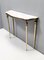 Mid-Century Italian Console with Portuguese Pink Marble Top & Brass Frame 1