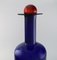 Grand Vase en Verre d'Art Bleu avec Boule Rouge par Otto Brauer pour Holmegaard 4
