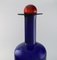 Large Vase in Blue Art Glass with Red Ball by Otto Brauer for Holmegaard, Image 4