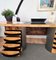 Italian Executive Desk in Veneer Burl Briar, Walnut & Steel 9