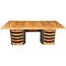 Italian Executive Desk in Veneer Burl Briar, Walnut & Steel, Image 1