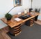 Italian Executive Desk in Veneer Burl Briar, Walnut & Steel 2
