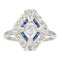 French Art Deco Sapphire Diamonds Hexagonal Ring, 1930s 1
