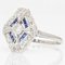 French Art Deco Sapphire Diamonds Hexagonal Ring, 1930s, Image 6