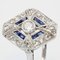 French Art Deco Sapphire Diamonds Hexagonal Ring, 1930s, Image 7
