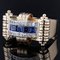 Tank Style Blue and White Sapphires 18 Karat Yellow Gold Ring 4