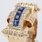 Tank Style Blue and White Sapphires 18 Karat Yellow Gold Ring 7