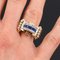 Tank Style Blue and White Sapphires 18 Karat Yellow Gold Ring 5
