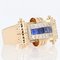 Tank Style Blue and White Sapphires 18 Karat Yellow Gold Ring 8