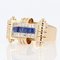 Tank Style Blue and White Sapphires 18 Karat Yellow Gold Ring 6