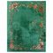 Chinese Art Deco Green and Flowers Nichols Wool Rug, 20th Century 1