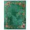 Chinese Art Deco Green and Flowers Nichols Wool Rug, 20th Century, Image 1