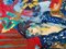 Pintura al óleo abstracta expresionista, Sari azul y el girasol, 2020, Imagen 2