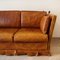 Vintage 3-Sitzer Ledersofa mit Details aus Messing in Kiefernholz Optik 4