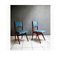 Italian Textile & Wood Dining Chairs, 1950s, Set of 2 1