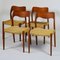 Vintage Teak & Papercord 71 Chairs by Niels Otto Møller for J. L. Mollers, Set of 4, Image 4