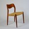 Vintage Teak & Papercord 71 Chairs by Niels Otto Møller for J. L. Mollers, Set of 4 1