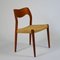 Vintage Teak & Papercord 71 Chairs by Niels Otto Møller for J. L. Mollers, Set of 4, Image 1