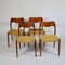 Vintage Teak & Papercord 71 Chairs by Niels Otto Møller for J. L. Mollers, Set of 4 2