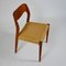 Vintage Teak & Papercord 71 Chairs by Niels Otto Møller for J. L. Mollers, Set of 4 3